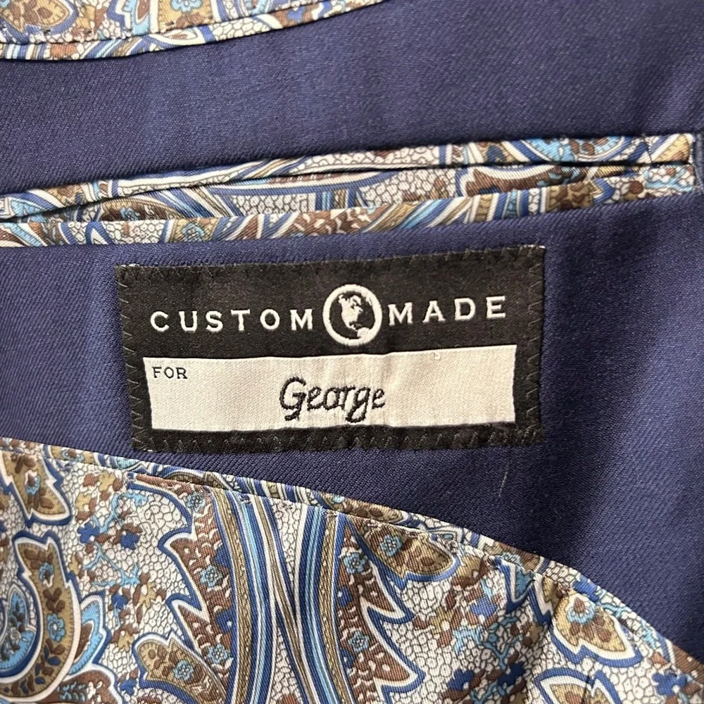 Joseph Abboud 58L Sport Coat 100% Wool Blue Two Button Lined Double Vented